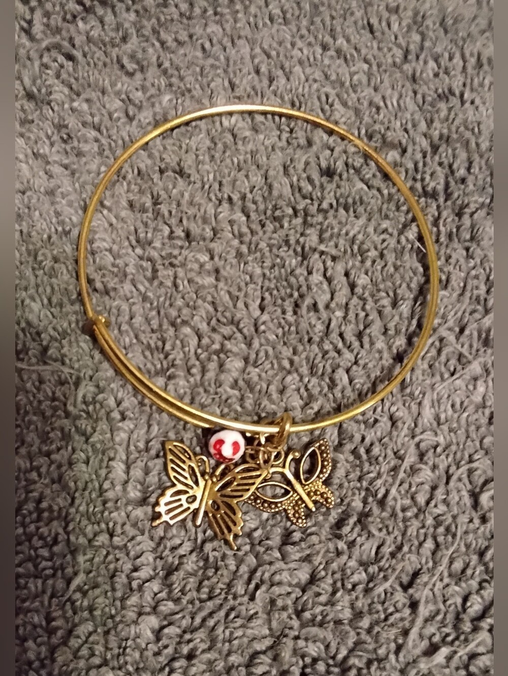 Gold Butterfly Charm Bangle Bracelet - Women's Jewelry